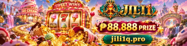 JILI1 slot banner with reels moving across a jewel-lit gaming scene