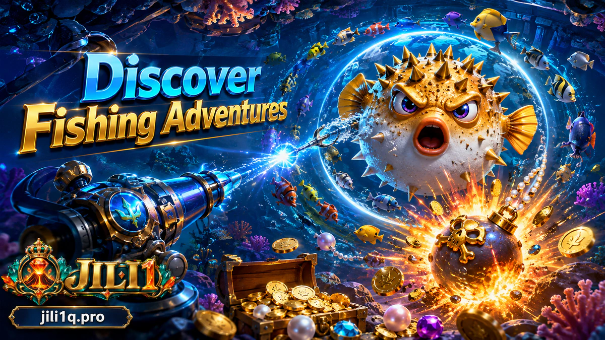 JILI1 game download fishing scene with a ruby-lit fantasy fish above a gold cannon